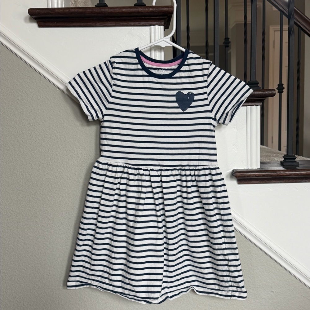 Marks & Spencer Navy Striped Kids Dress with Heart